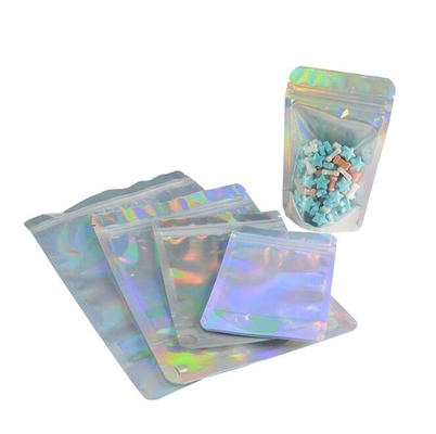 Holographic Film Zipper Packaging Bag Aluminum Foil Lining Inside