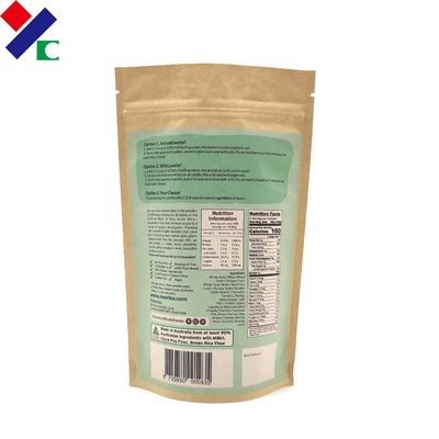 Customized Printed Brown Kraft Paper Bags Plain Stand Up Pouches 50 Microns Biodegradable